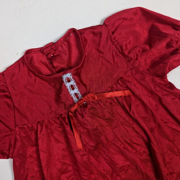 Vintage Laura Dare Nightgown Red Girls Sz 2T Christmas Satin Classic Pajamas - Picture 2 of 3